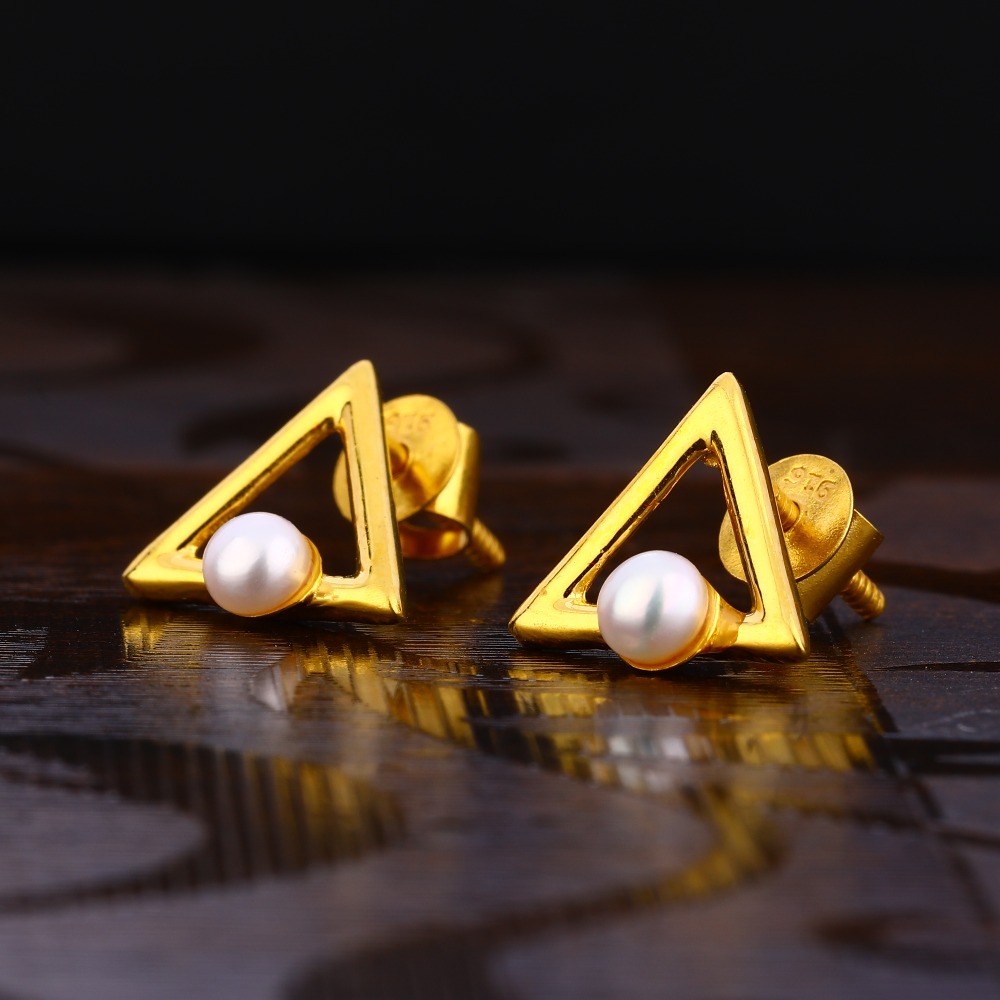 22KT Gold Women's Stylish Hallmark  Solitaire Earring LSE232