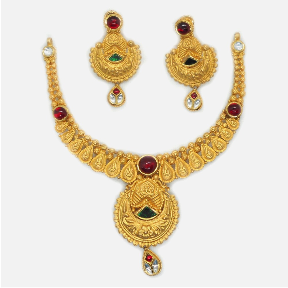 Buy quality 916 Gold Antique Bridal Necklace Set RHJ-6035 in Ahmedabad