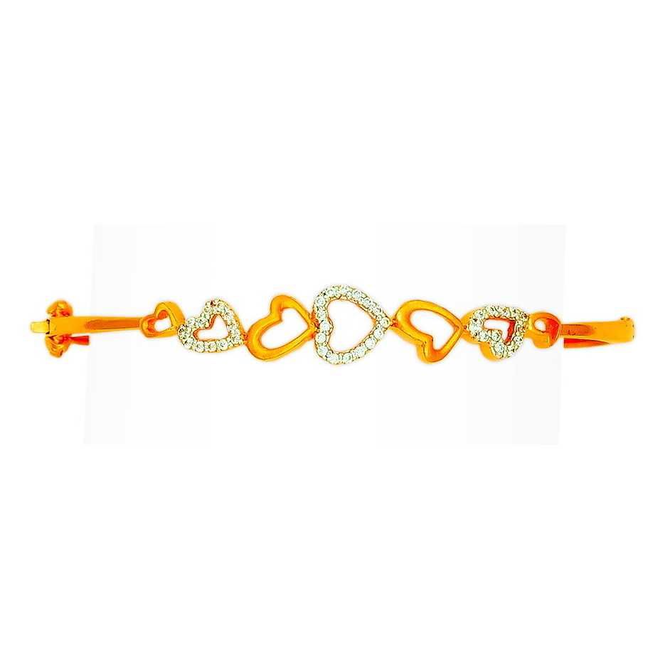 916 Gold Heart Design Fancy Ladies Bracelet