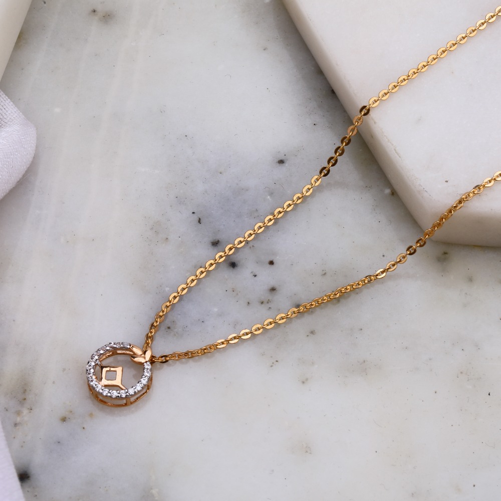 916 Gold CZ Fancy Pendant Chain
