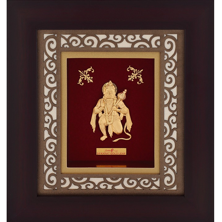 22K Gold Plated Hanumanji Photo Frame AJ-08
