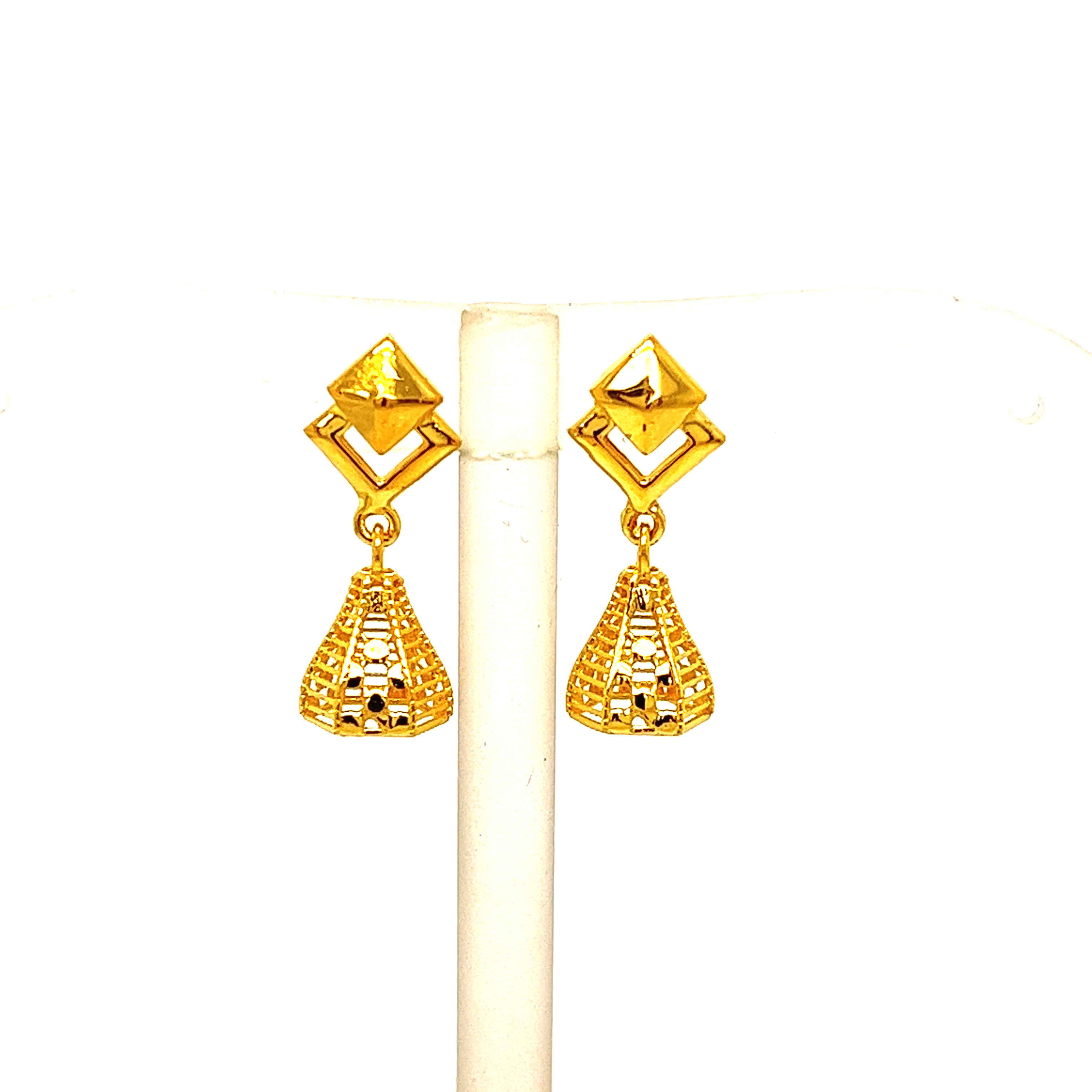 22k Yellow Gold Traditional Jhumki  Plain Earrings