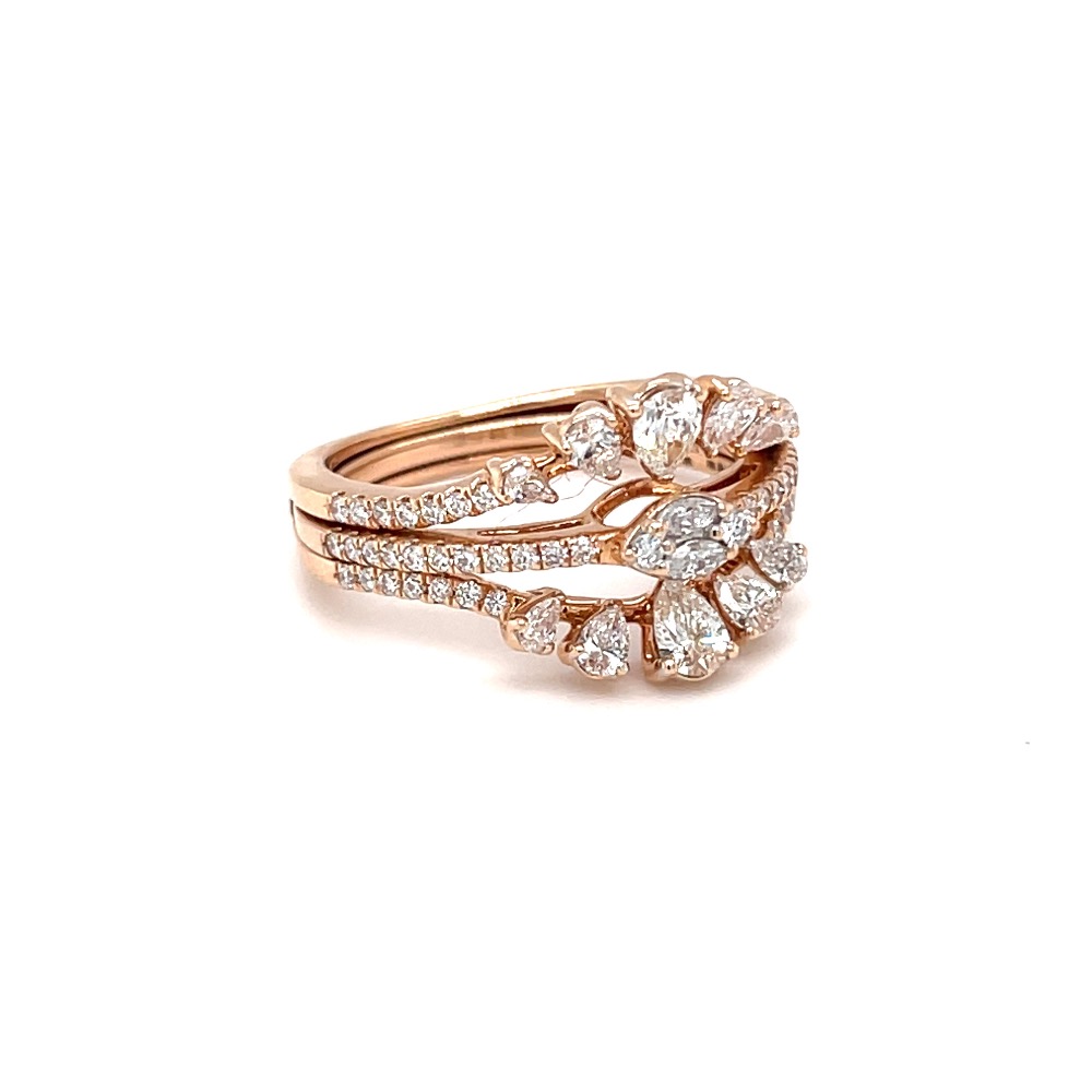 Stackable diamond ring with pear round & marquise diamonds