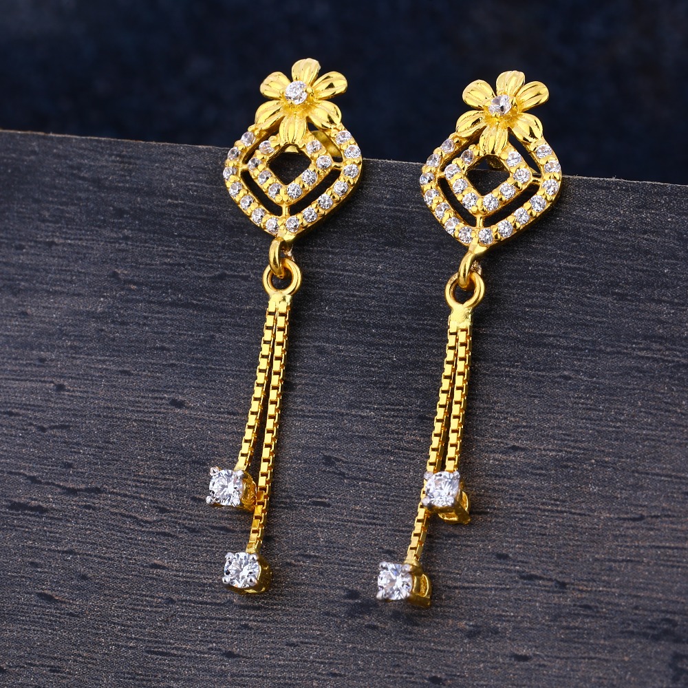 916 CZ Gold Women's delicate Hallmark Jhummar Earring LJE323