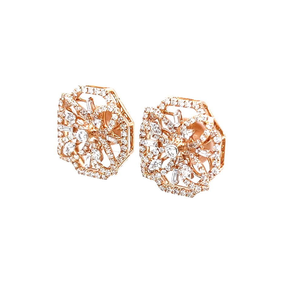 Buy quality Designer diamond studs in hallmark 18k rose gold 0top194 in ...