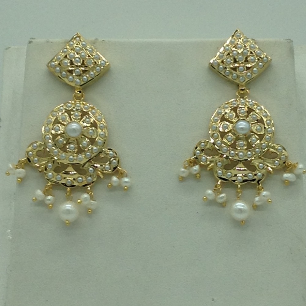 Natural pearls ranihaar set with 4 line flat pearls mala jps0607