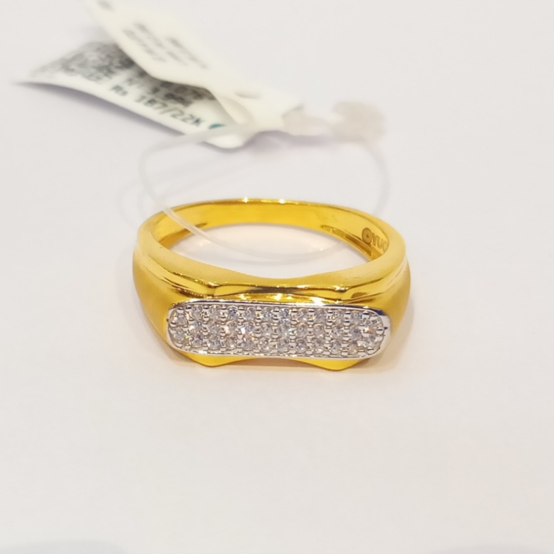 22kt gold cz fancy gents ring gk-r05