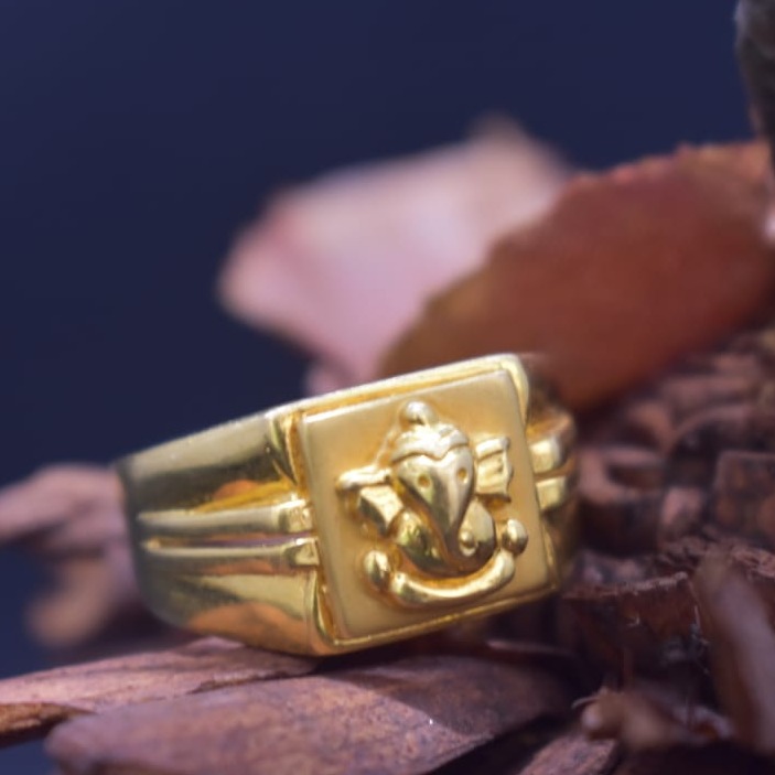 916 Gold Ganesh Design Ring For Men MK-R18