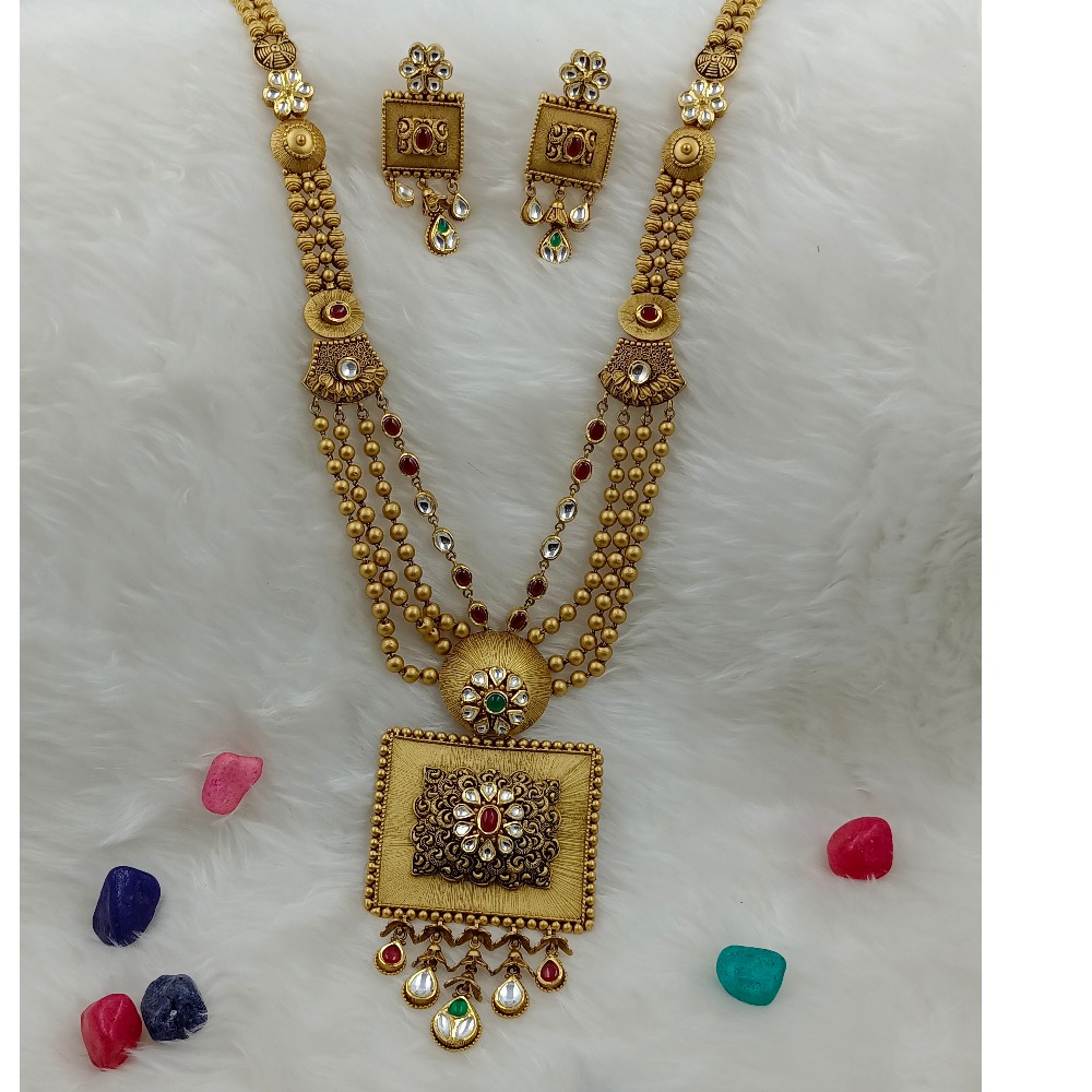916 gold heavy bridal long necklace set