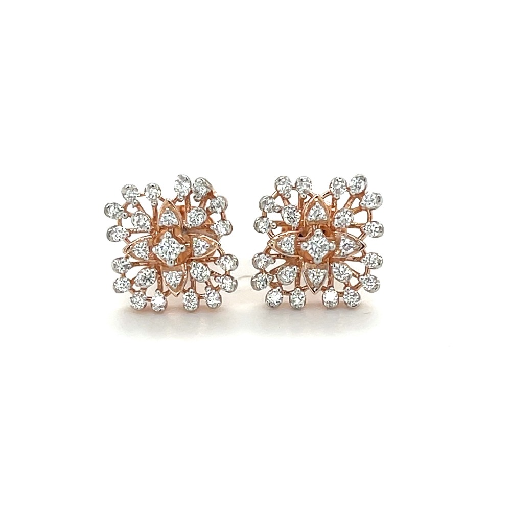 14k white gold diamond halo snowflake stud earrings