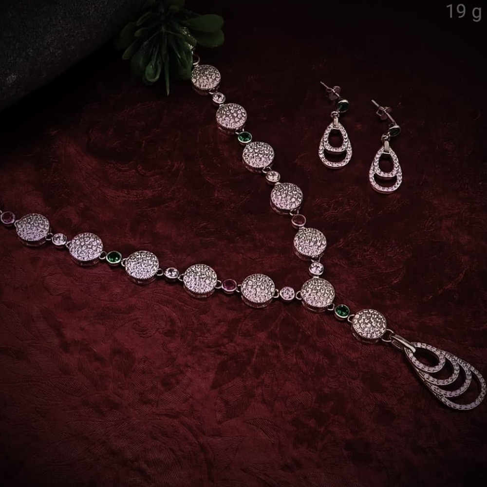 silver fancy ladies necklace set RH-NS931