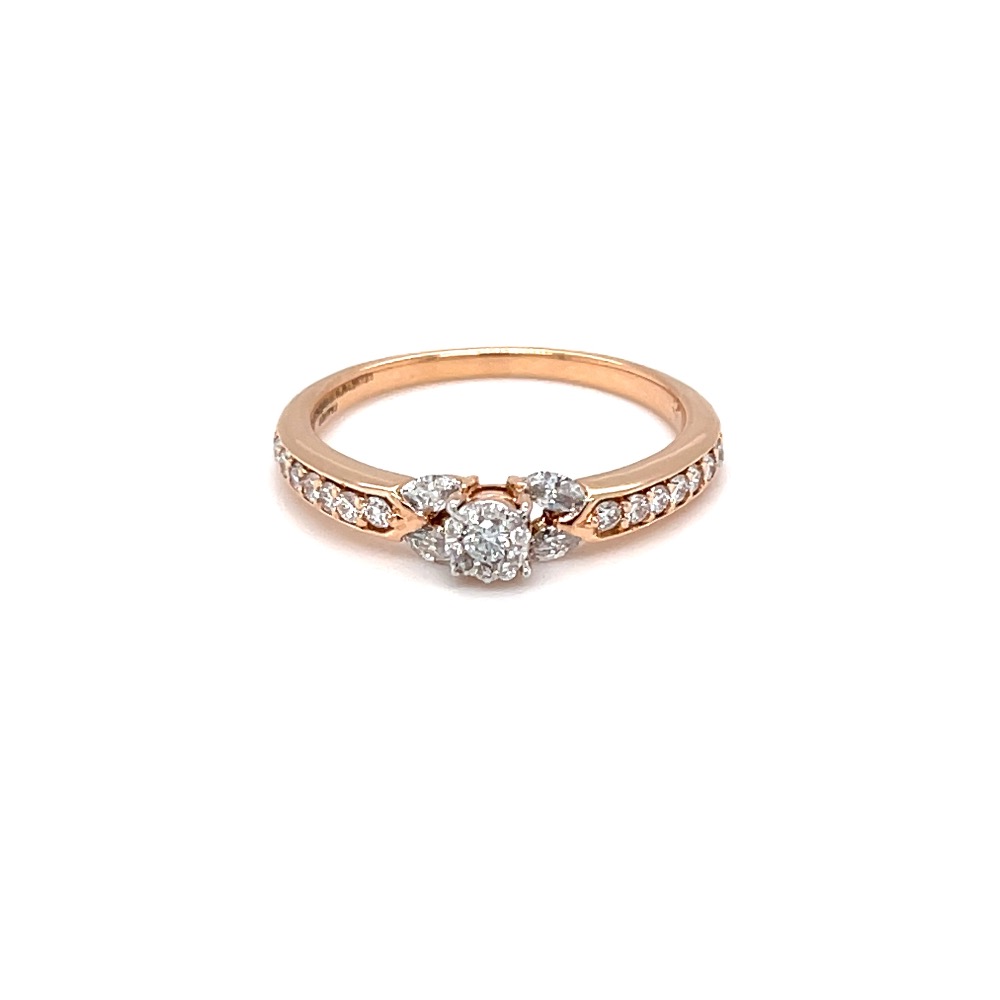Delicate diamond engagement ring with pressure setting