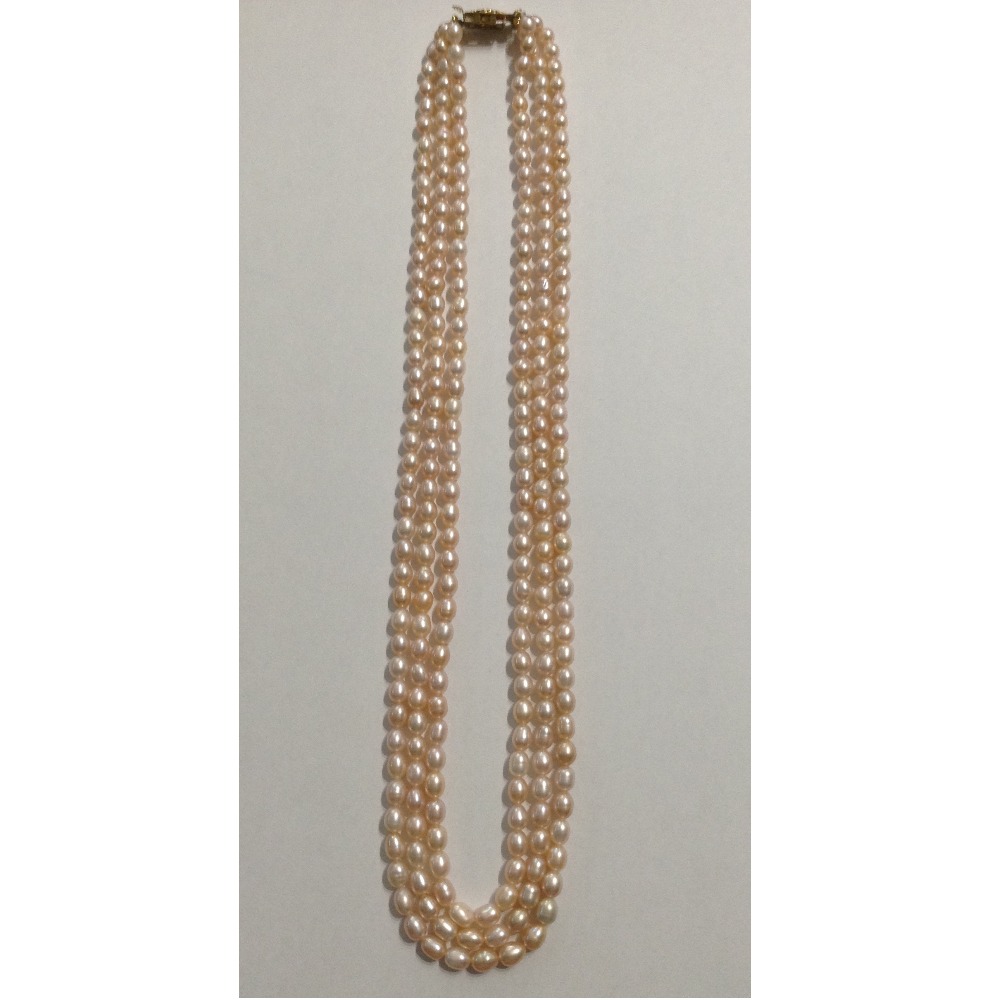 3 line freshwater natural pearls necklace
