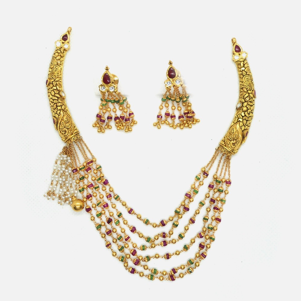 916 Gold Antique Bridal Jewellery Set RHJ-4797