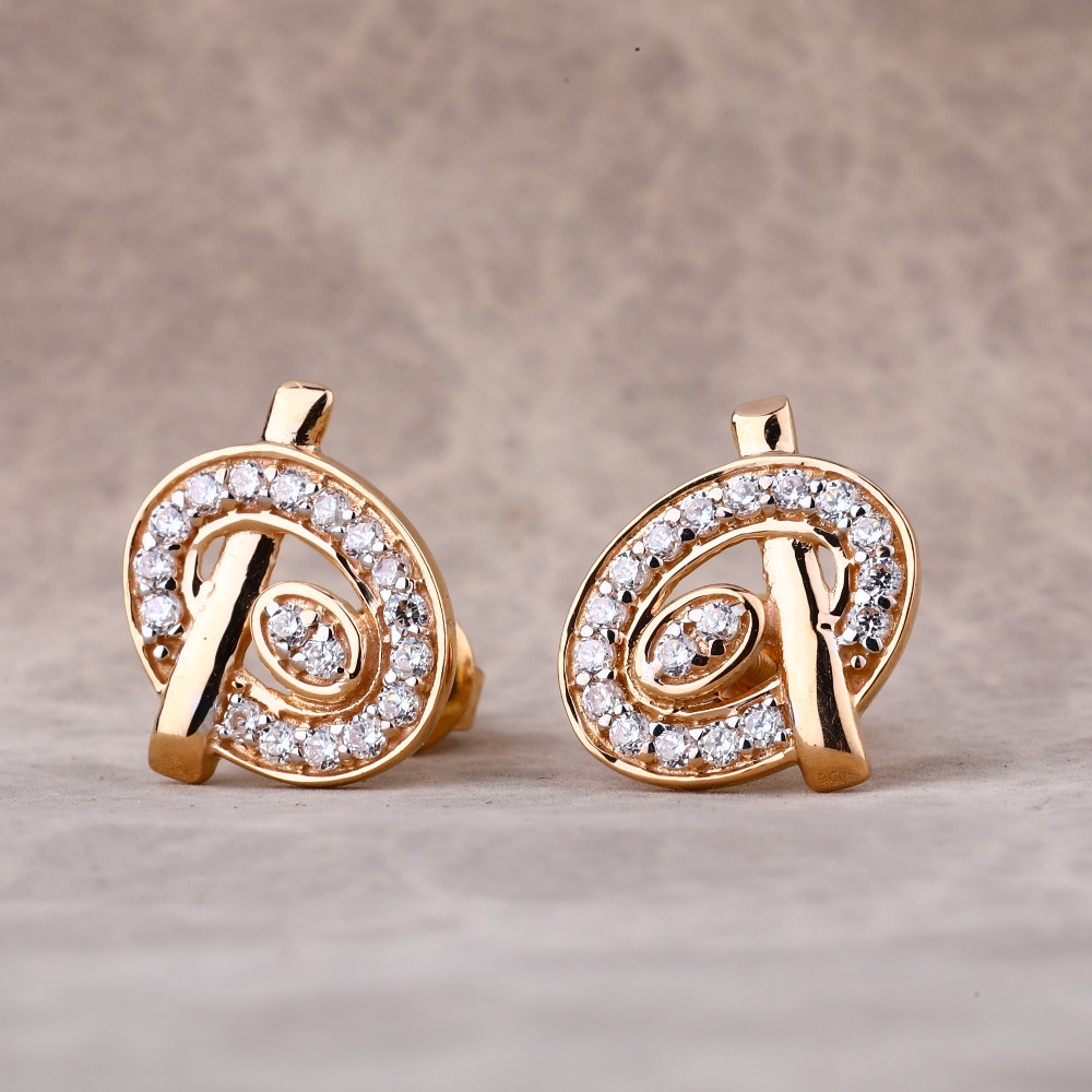 18CT  Rose Gold Classic Hallmark Ladies Earring RE199