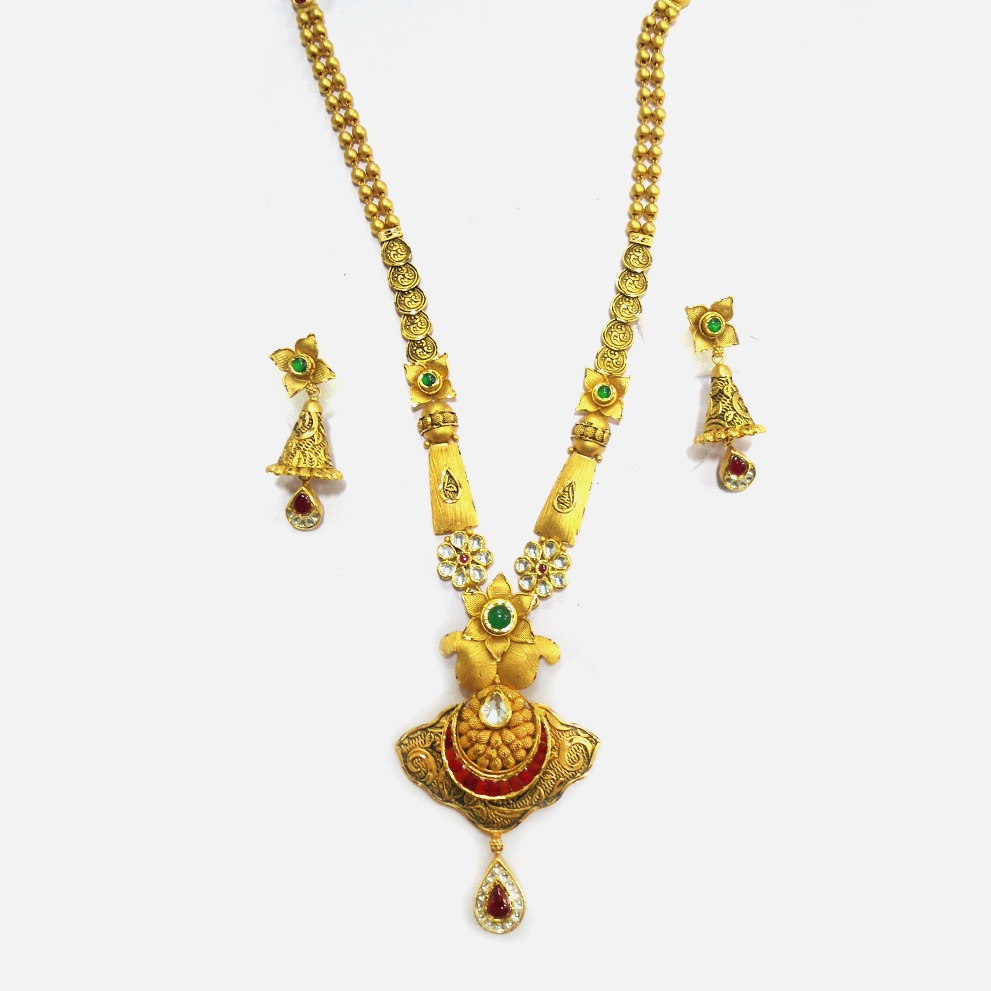 916 Gold Antique Long Necklace Set RHJ-4782