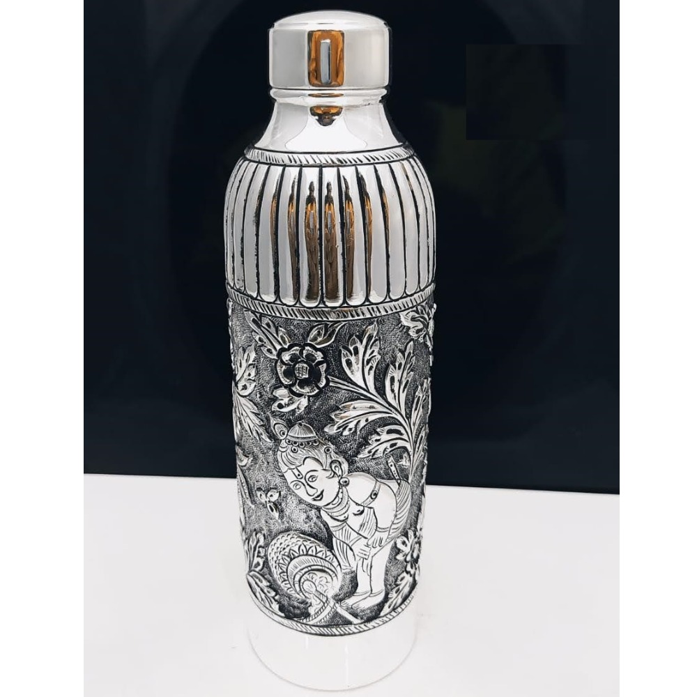 92.5 Pure Stylish Silver Bottle In Fine Antique Carving PO-243-10
