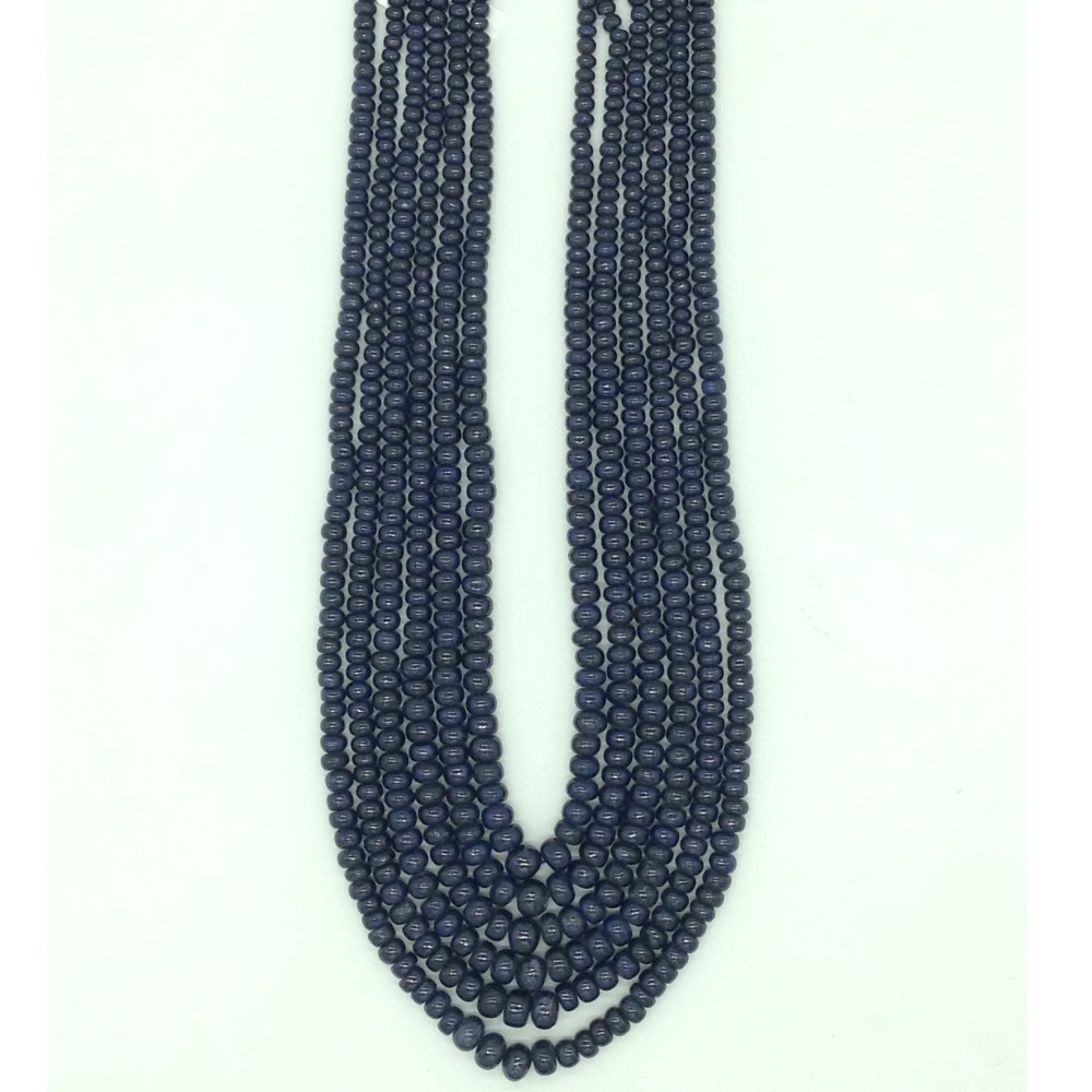Natural blue sapphires round plain 6 layers necklace jsb0145