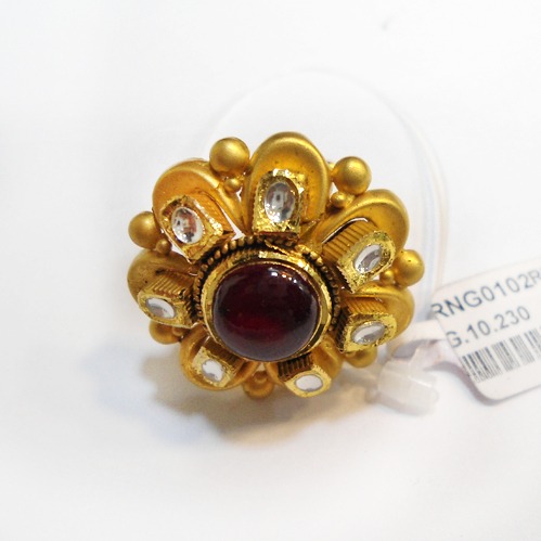 22KT Gold Antique Maroon Stone Ring RHJ-5631