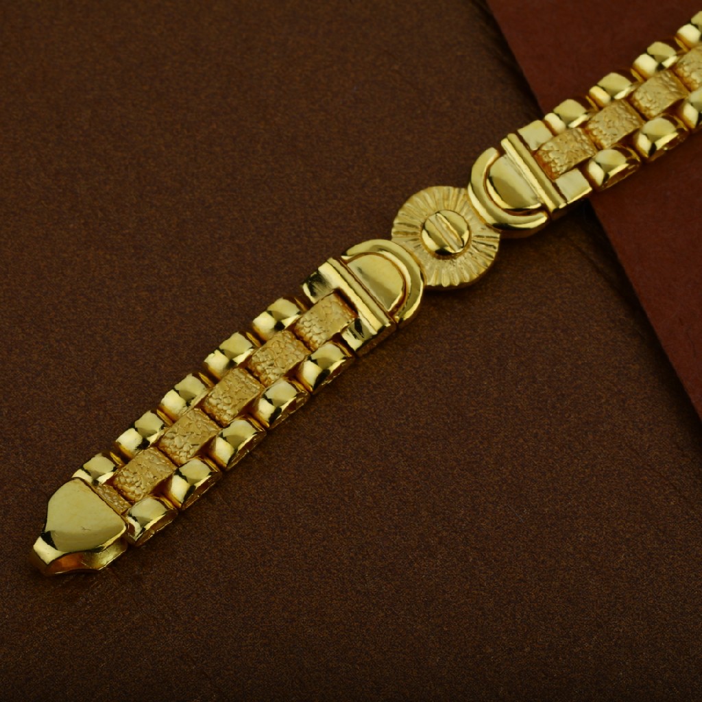 Mens 22K Gold Designer Plain Cz Cartier Bracelet-MCRB14