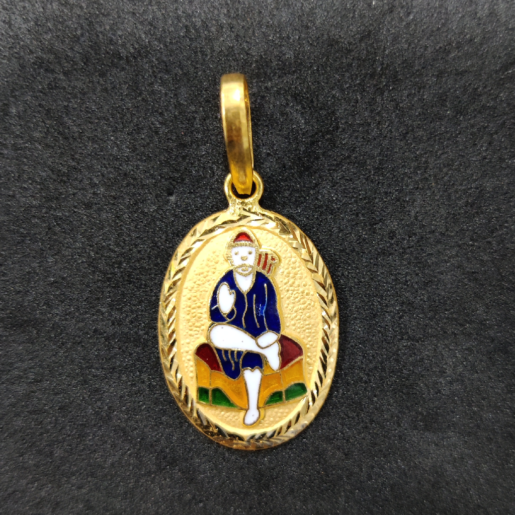 916 Gold Fancy Gent's Sai Baba Minakari Pendant