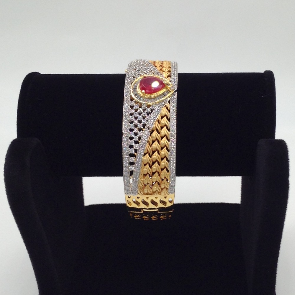 White and red cz openable Kada bracelet jbg0020