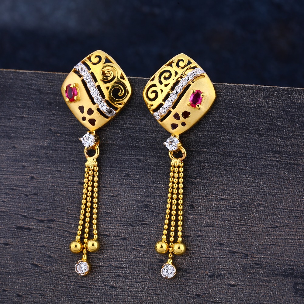 916 Gold CZ Ladies fancy Jhummar Earring LJE312