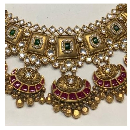Antique jadtar kundan necklace set akm-ns-054