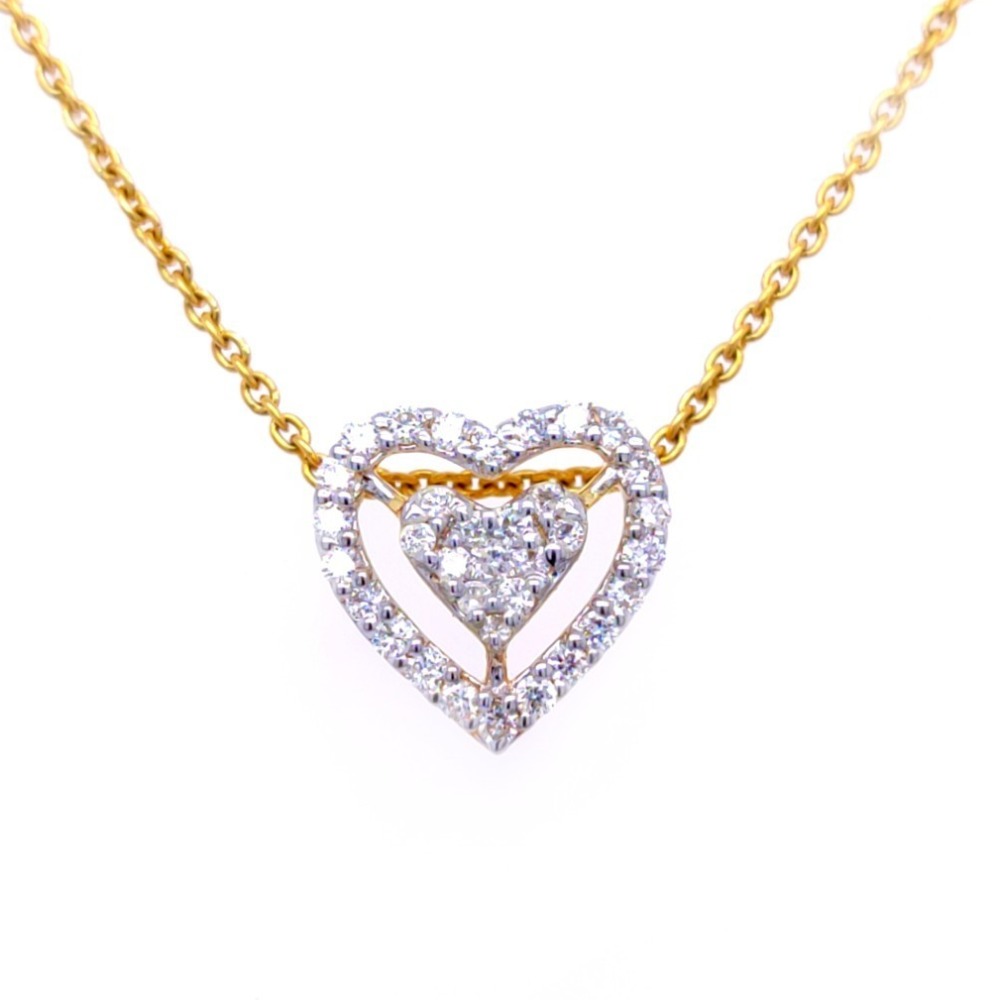 Heart in heart shape gold diamond pendant