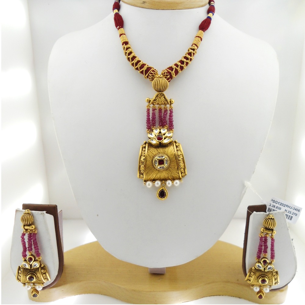 916 Gold Antique Bridal Necklace Set RHJ-3406
