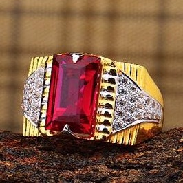 916 Gold ruby Gents Rings