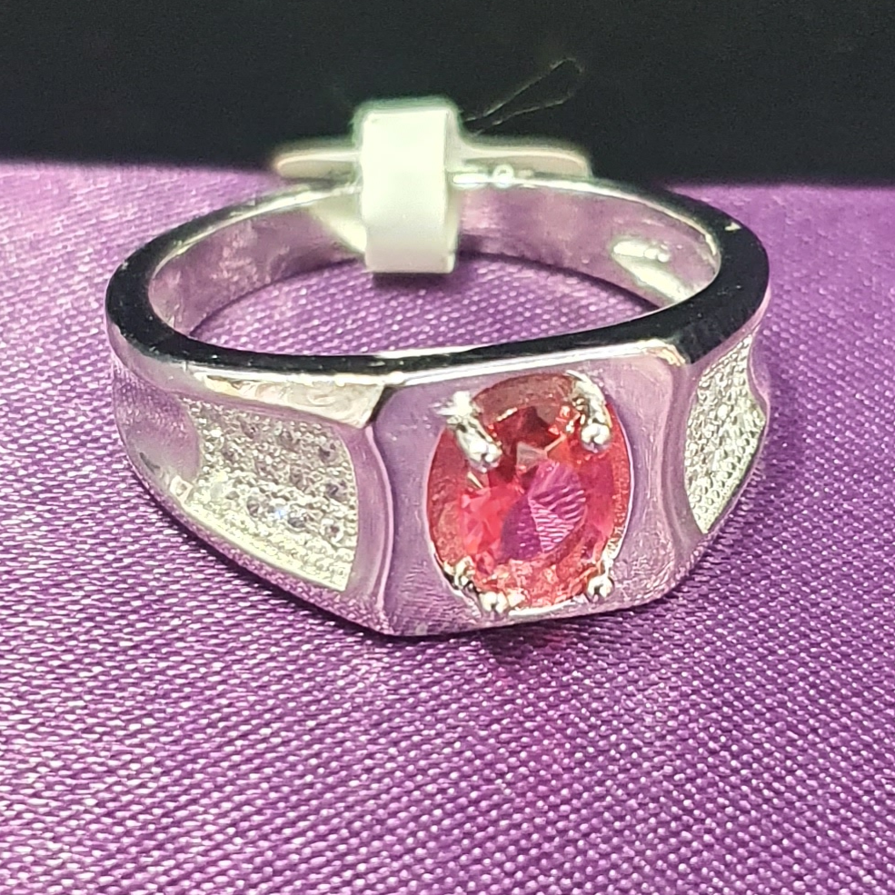 925 Pink diamond gents ring