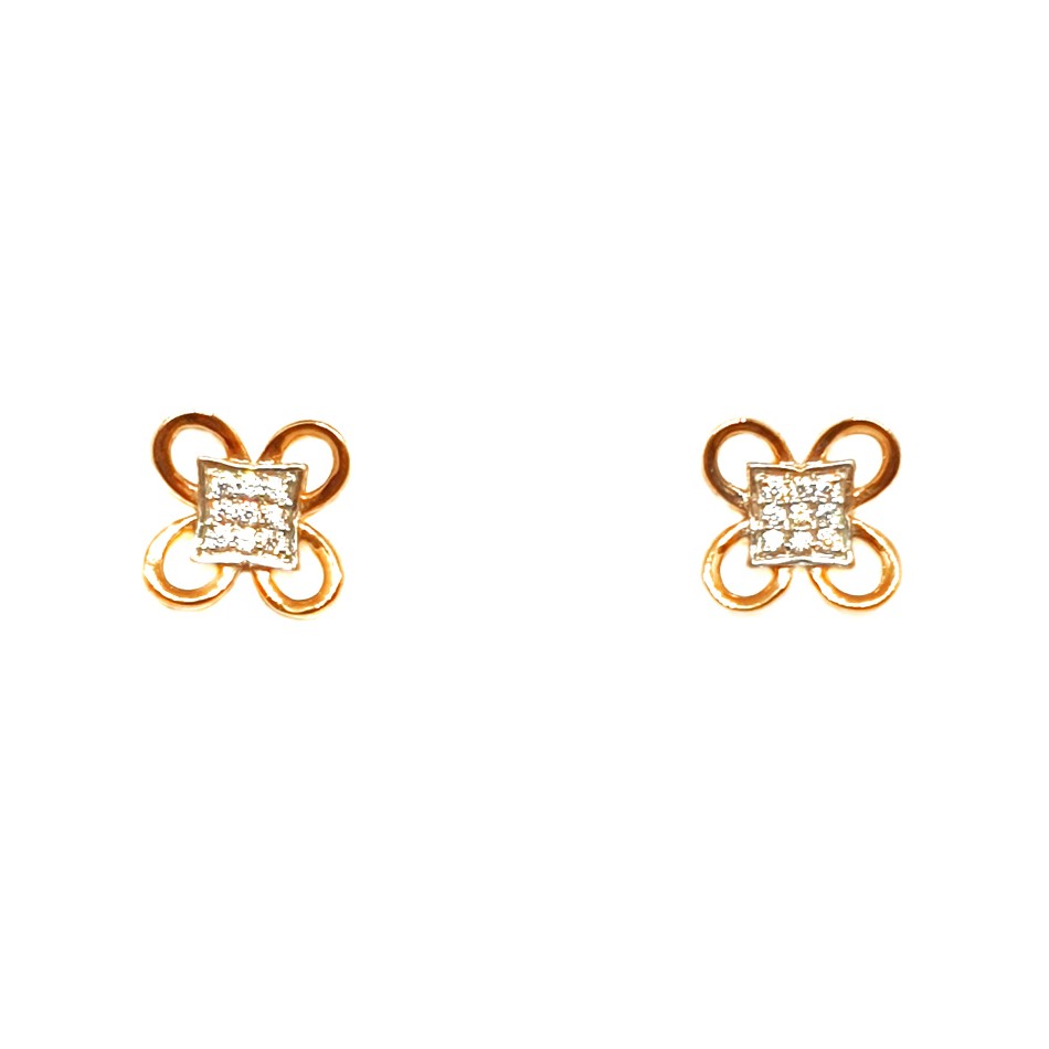 18K Rose Gold CZ Flower Shaped Earrings MGA - BTG0271