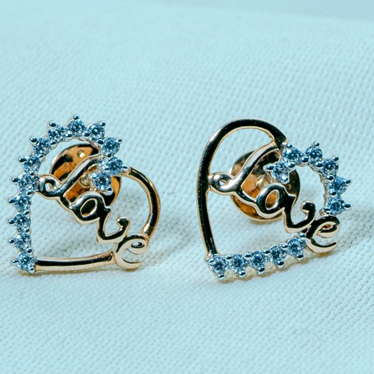 CZ Gold Heart Design Earring ETI-143