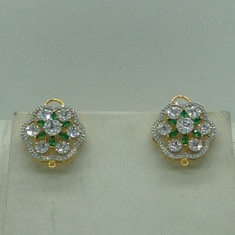 White,green cz broach set with 5 line pearls mala jps0785