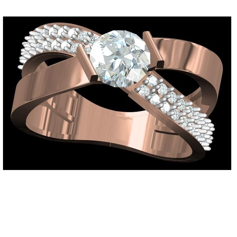 18kt cz rose gold diamond soliter ladies ring