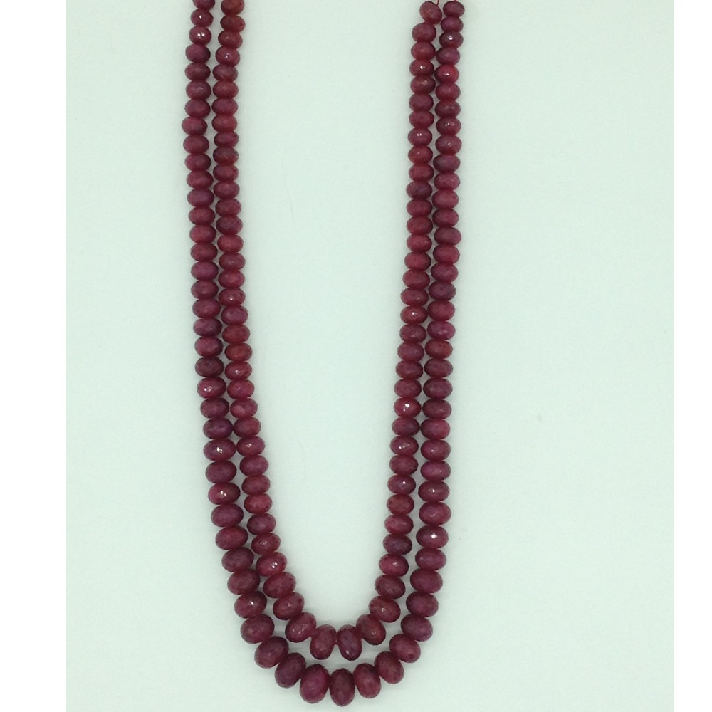 Natural red ruby round faceted 2 layers necklace jsr0129