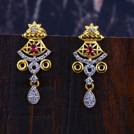 22 carat gold traditional ladies diamonds earrings rh-LE895