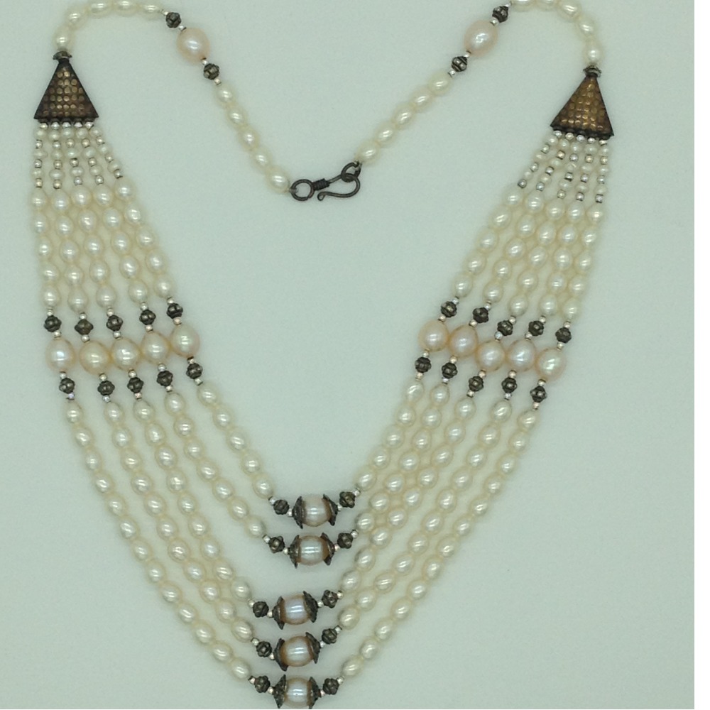 Freshwater Multicolour Oval 5 Lines Pearls Combination Set JPP1049