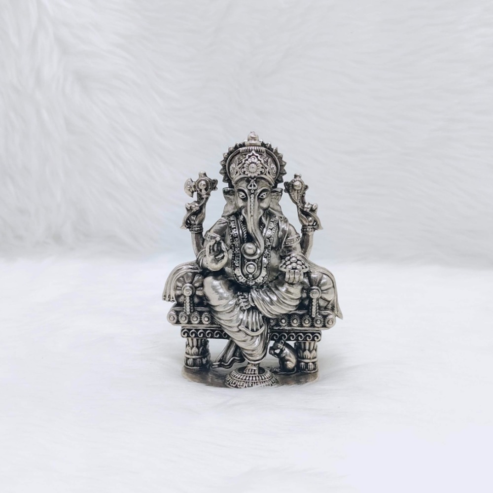 Hallmarked silver ganesh idol in high antique finish made by south