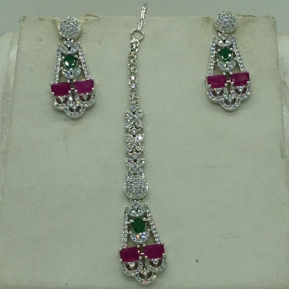 White,Red,Green CZ Necklace Set JNC0219