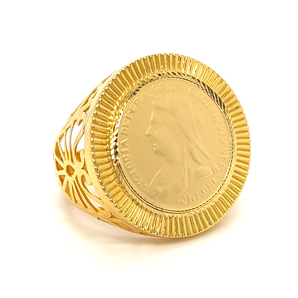 Men's Diamond and Gold Coin Ring featuring a Genuine USA Liberty Gold – Gem  of the Day