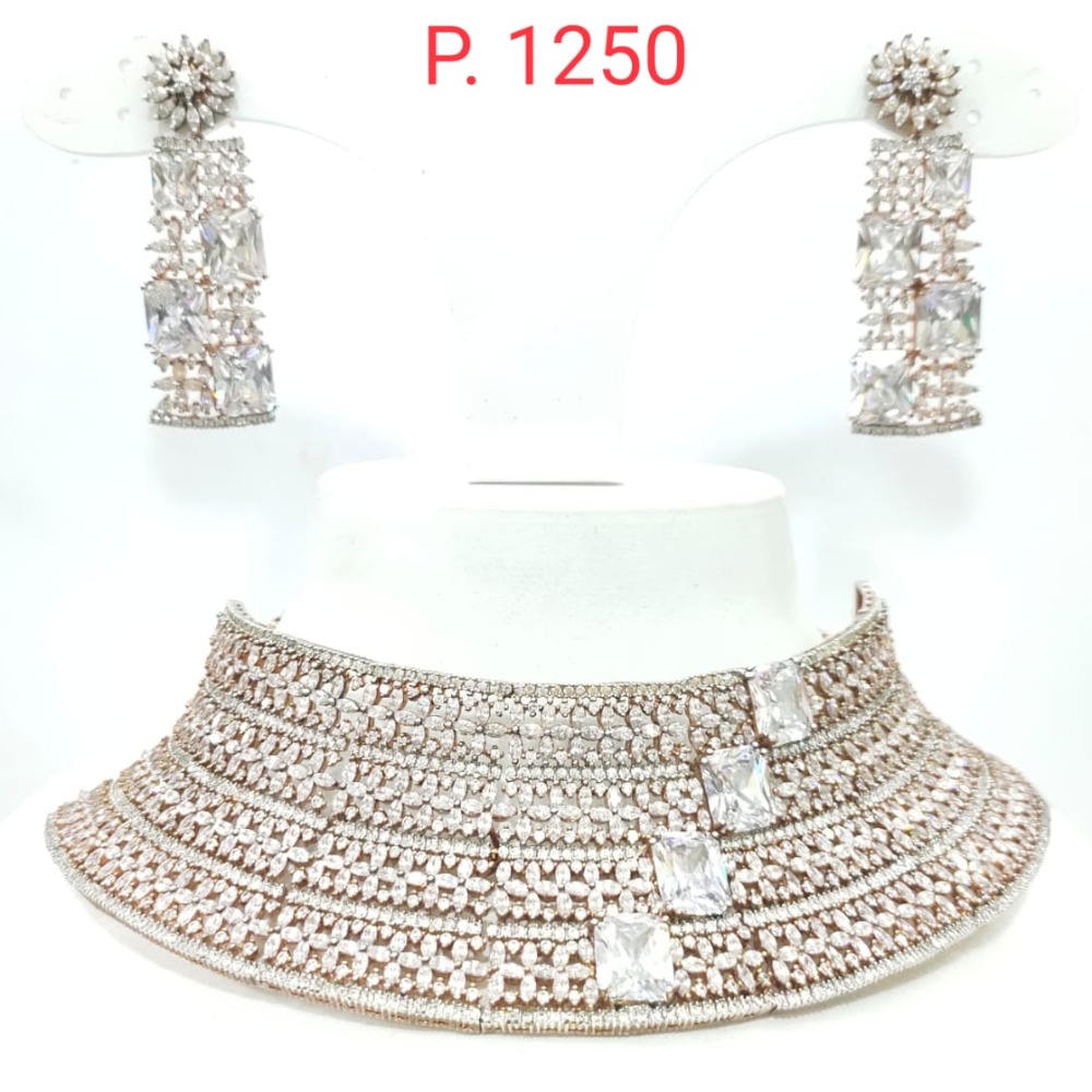Wedding diamond stone with choker antique necklace set 1493