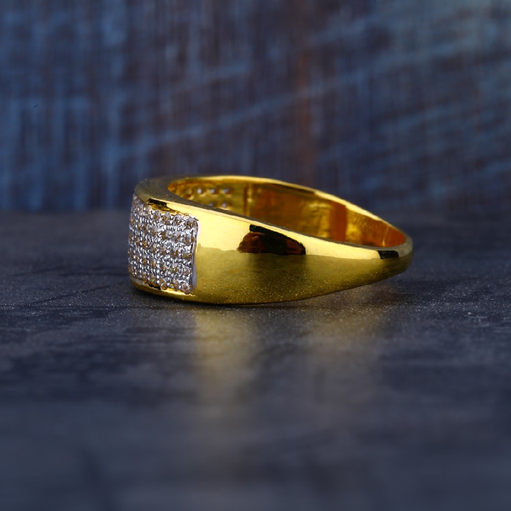 Mens 22K Designer Gold Cz Ring-MR88