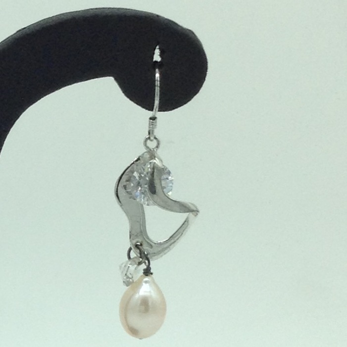 Pearl CZ Silver Ear Hangings JER0133
