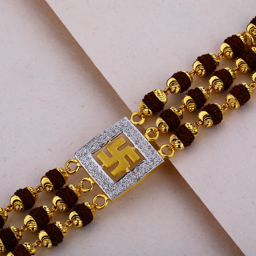 5 Mukhi Rudraksha Bracelet With Designer Gold Plated Caps 1 Pc   Numeroastro