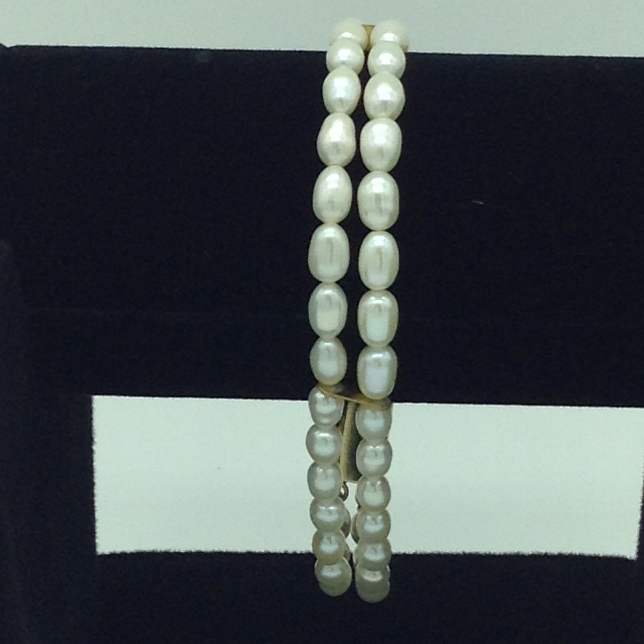 White Oval Pearls 2 Layers Bracelet JBG0119