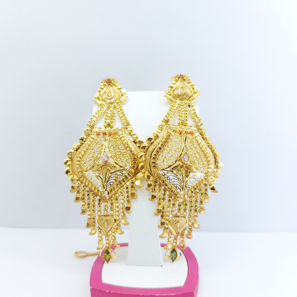 916 gold earrings with chain