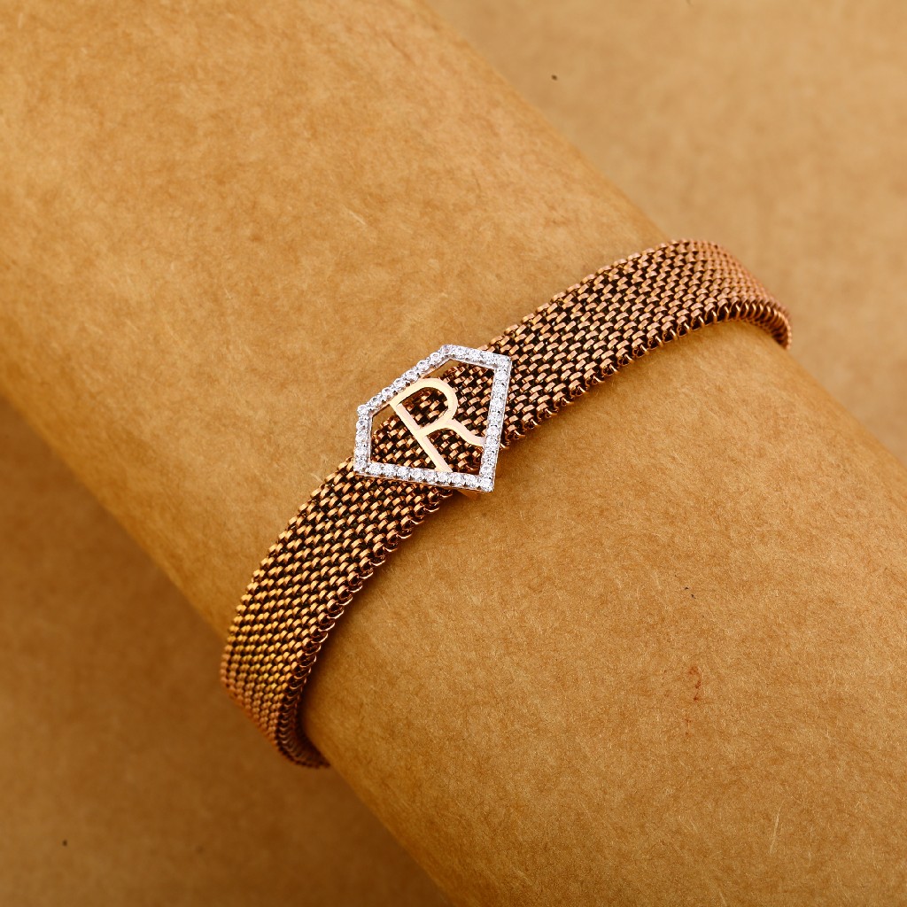 Buy quality 750 Rose Gold Men's Exclusive Leather Bracelet MLB277 in