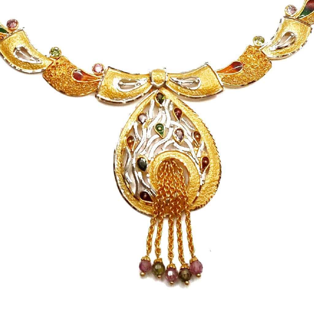 22k Gold Modern Style Designer Necklace Set MGA - GN055